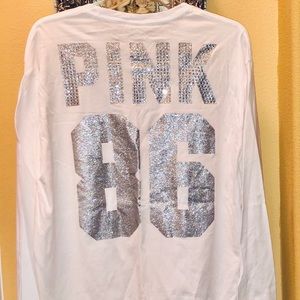Victoria Secret PINK White Long Sleeve Tunic T